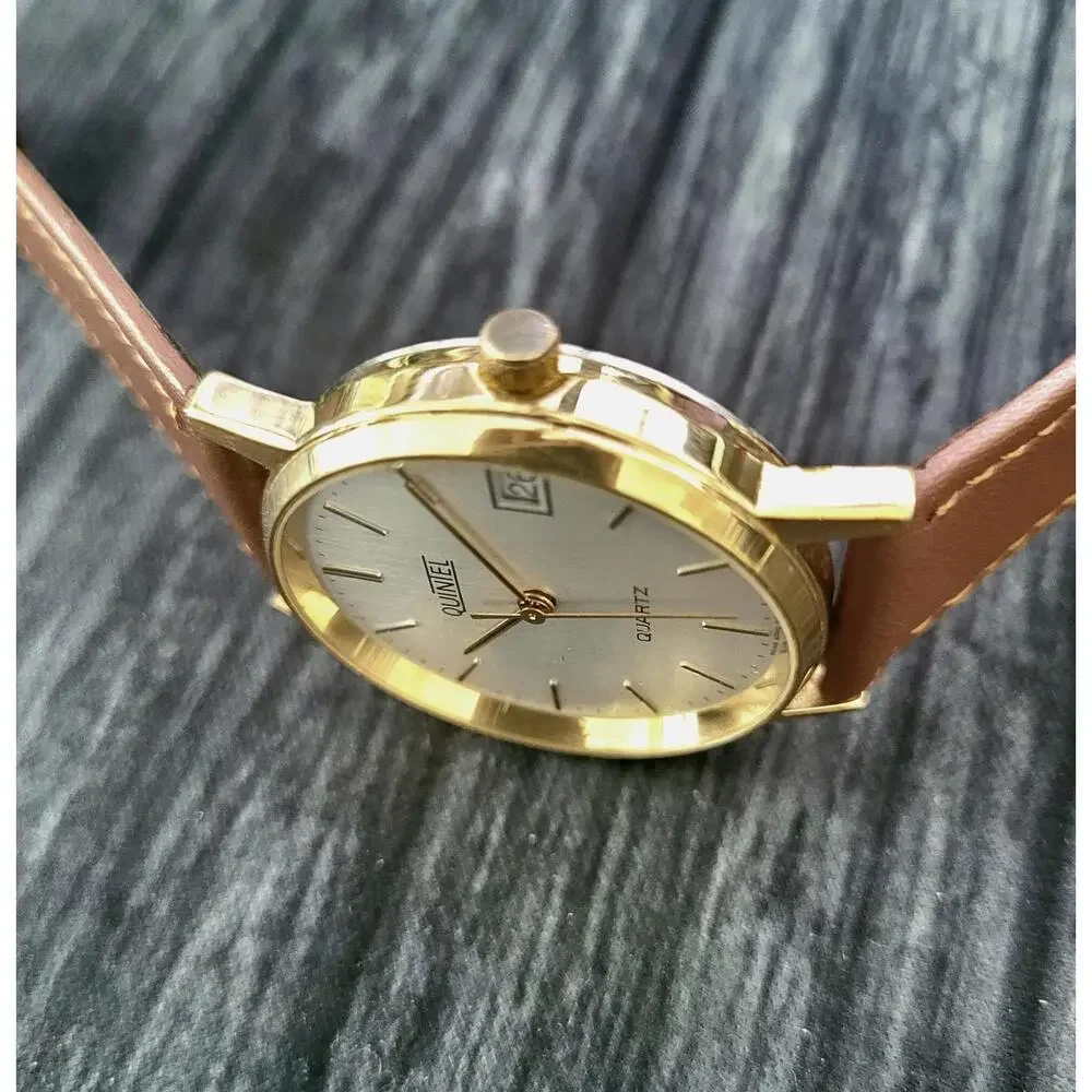 Very Rare Vintage Quintel‎ Pie Pan Mens 80s Retro Dress Watch
